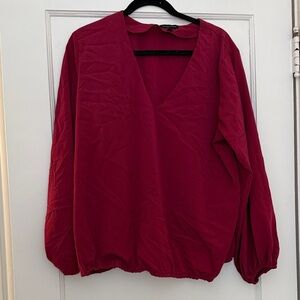 Universal Standard Deep Red V-Neck Blouse